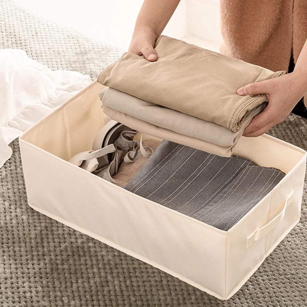New Washable Oxford Fabric Folding CD Storage Box Underwear Foldable Bins Toys Organizer With Lid Storage Basket Laundry Basket