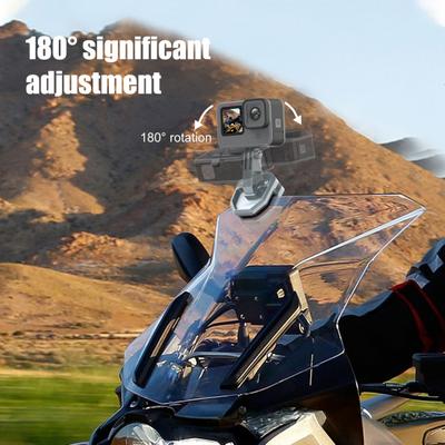 Windshield Bracket Aluminum Alloy Shell Motorcycle Camera Holder 180-Degree Adjustment Camera Mount for Gopro13 Action4 Insta360