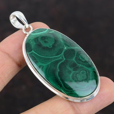 Pendentif Malachite Naturel Véritable Pierre Précieuse Pendentif Fait À La Main Bijoux Incroyables 925 Pendentif En Argent Sterling Cadeau Pour Maman Génial Bijoux Malachite