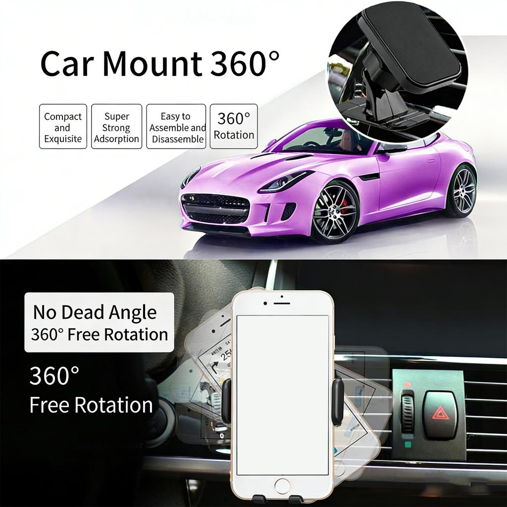 360 Degree Rotating Holder Car Phone Holder Dashboard Mount Phone Holder for Phone 17 16 15 14 Magnetic Phone Stand
