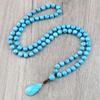 JMXD-Bohemian turquoise necklace fashionable retro ethnic style hand-knotted water drop pendant long necklace
