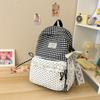 Schoolbag Korean Sweet Plaid Backpack Female Junior High School High School Student School Bag Lace Large Capacity Lightweight Backpack