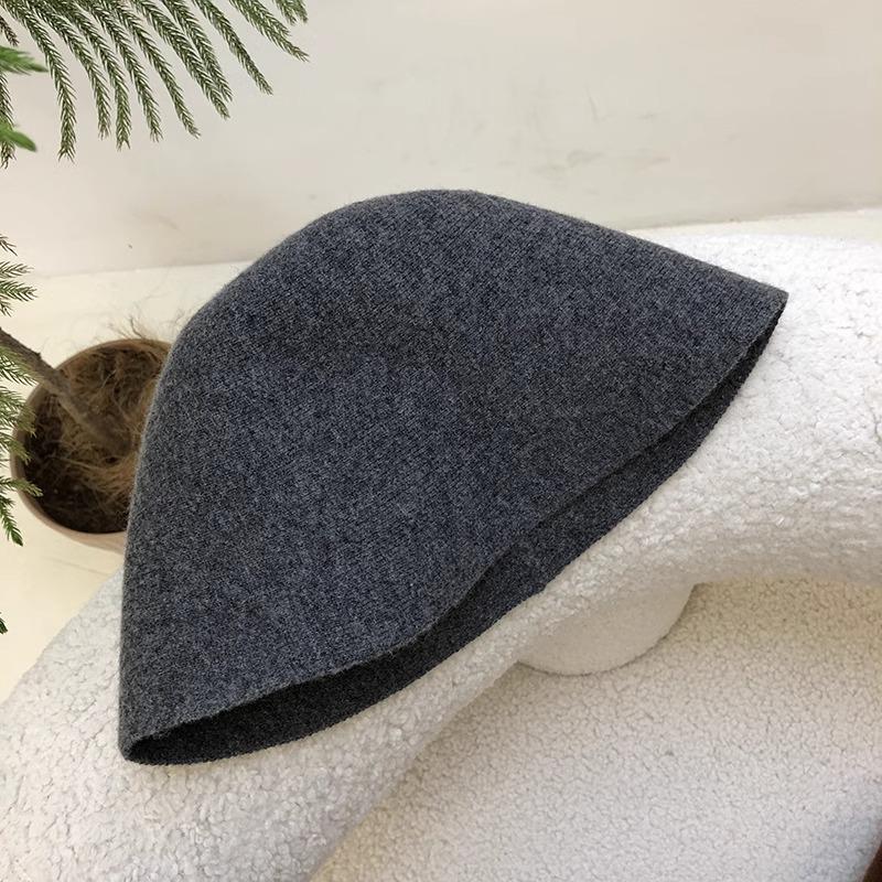 

Bucket Hat Woolen British Style Dome Female Simple Fisherman Hat Ins Trend Retro Woolen Basin Hat one size