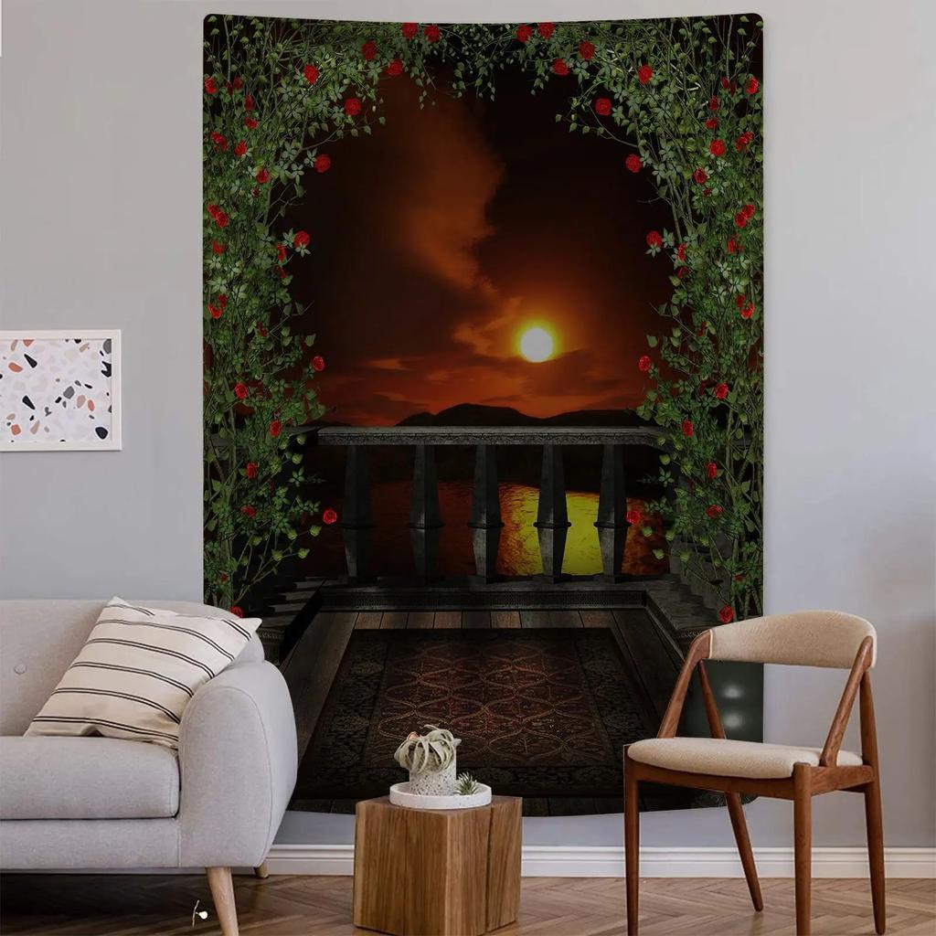 Pastoral Castle Pattern Tapestry Bedroom Living Room Tapestry Home Wall Decoration Tapestry