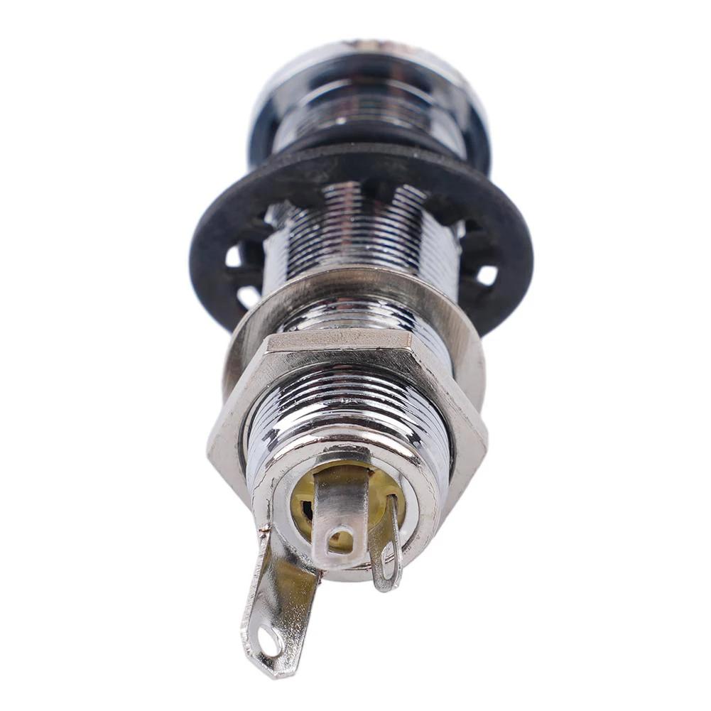 Electric Guitar Bass Parts 6.35mm Stereo Output Input 1/4 Inch Jack Socket Plug Brass Straight Ribbed Tube Style Jack Anti-noisy
