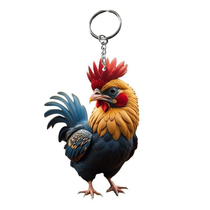 Keychain Cartoon Chicken Bag Charm Car Pendant Halloween Christmas Decoration