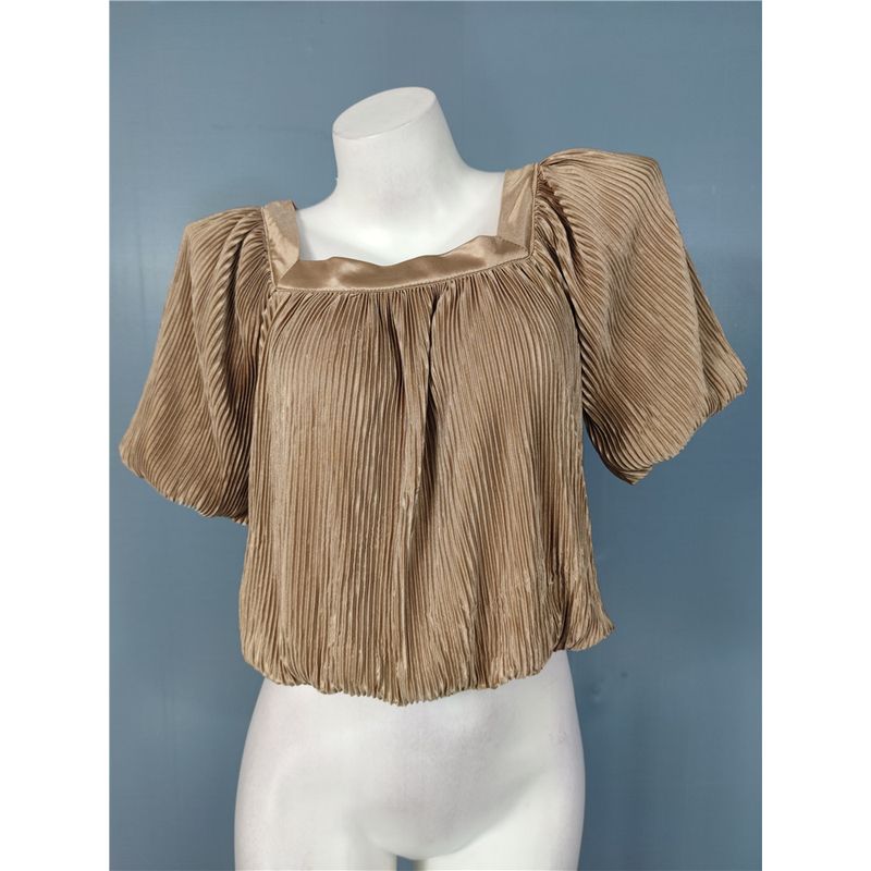 

Текстура Заказа Внешней Торговли Ранняя Весна 2025 Мятый Плиссированный На Ощупь Свободный Легкий Топ + Брюки С Высокой Посадкой Комплект Dark khaki (Tops) XL