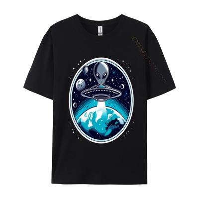 Grey Aliens In A Ufo TShirt T Shirt Brand Custom Cotton Men Tees Casual Loose TeeShirt Man Top Tshirts