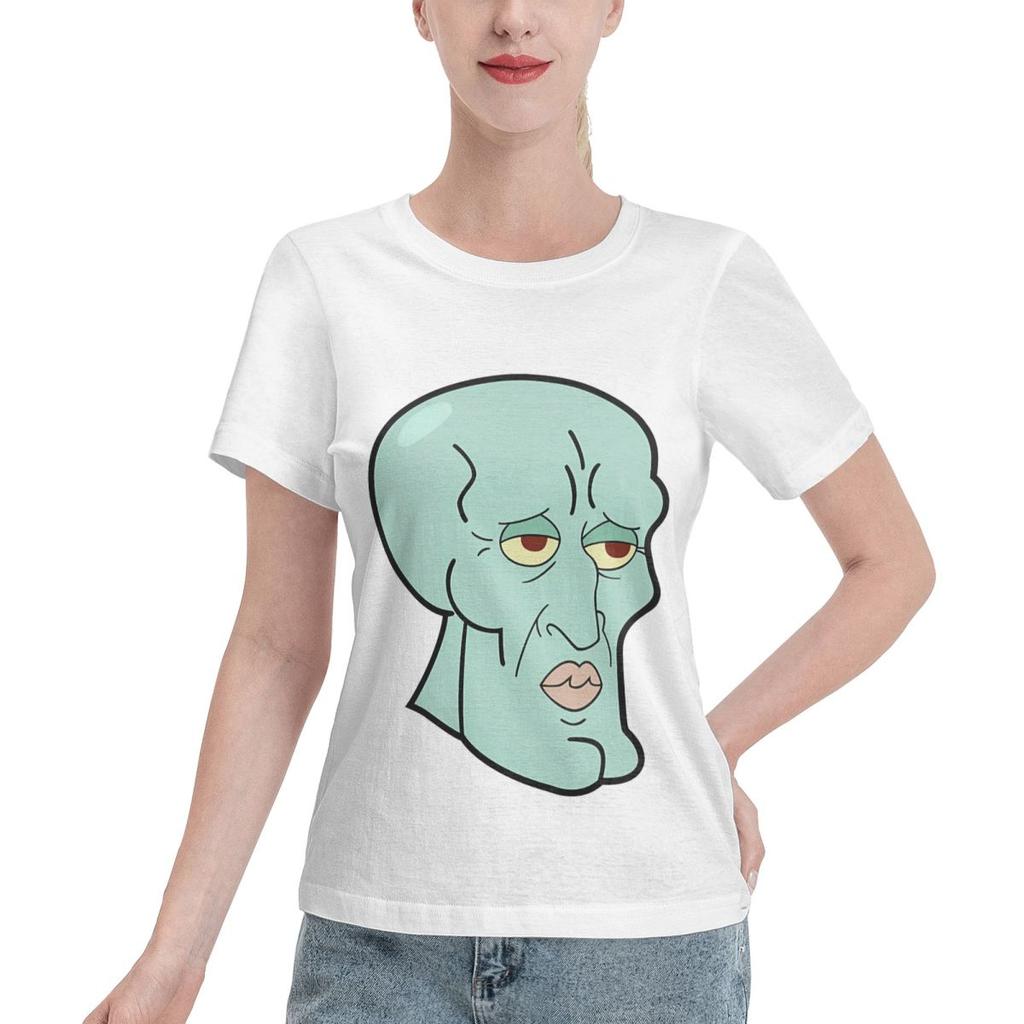 No Fade Handsome Squidward Unisexs Tshirt College Wear Unisex Daily Outfit Top