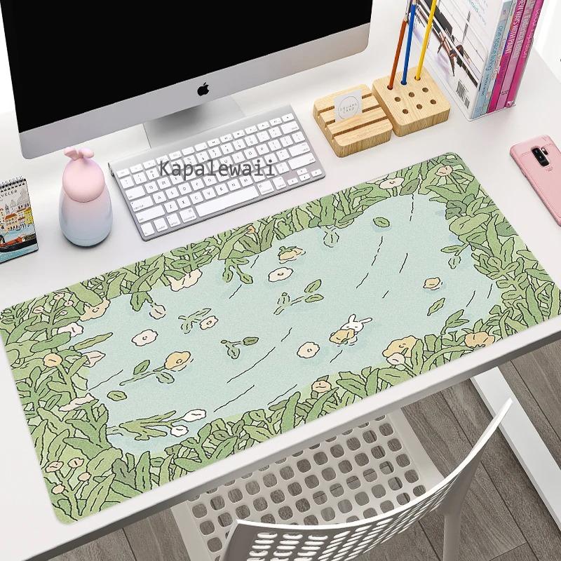 Green Plant Large Area Mousepad Gaming XXL Mouse Pad Size Office Long Table Mat Kawaii Desk Teen Girls Bedroom Laptop Carpet
