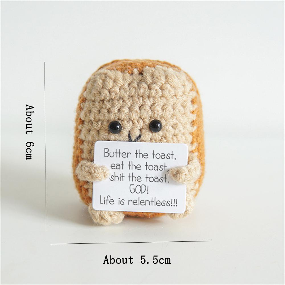 Positive Knitting Potato Doll Decoration with Card Positive Potato Doll for Birthday Party Office Decoration Good Luck Gifts