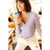 Dame Ecru rullekraveglidelås lycra bluse