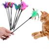 5pcs Cat Kitten Pet Cat Teaser Feather Stick Pet Supplies Cat Accessory for Cats Interactive Stick Cat Supplies