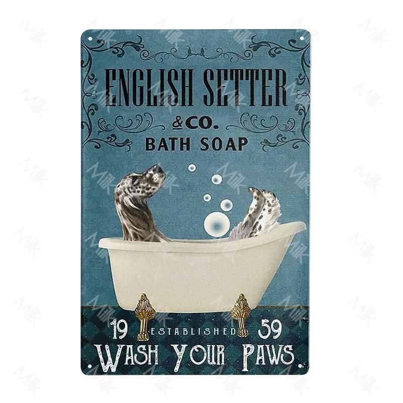English Setter Dog Plate Vintage Wall Stickers Metal Poster for Sweet Home Coffee Pet Shop Beach Garden Halloween Decoration