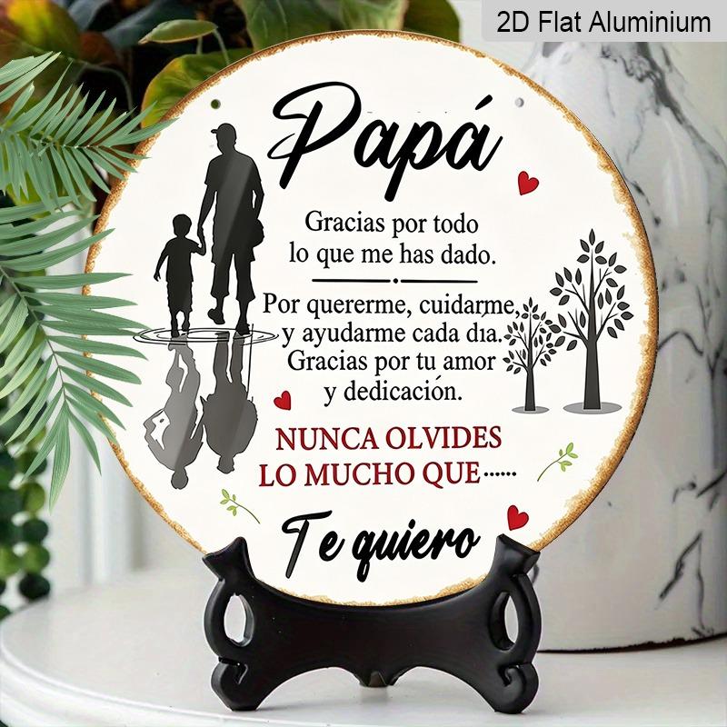 2D Flat Father's Day Themed Aluminum Decorative Signs and Plaques In Various Sizes. Featuring A Spanish Father-son Silhouette, These Are Ideal for
