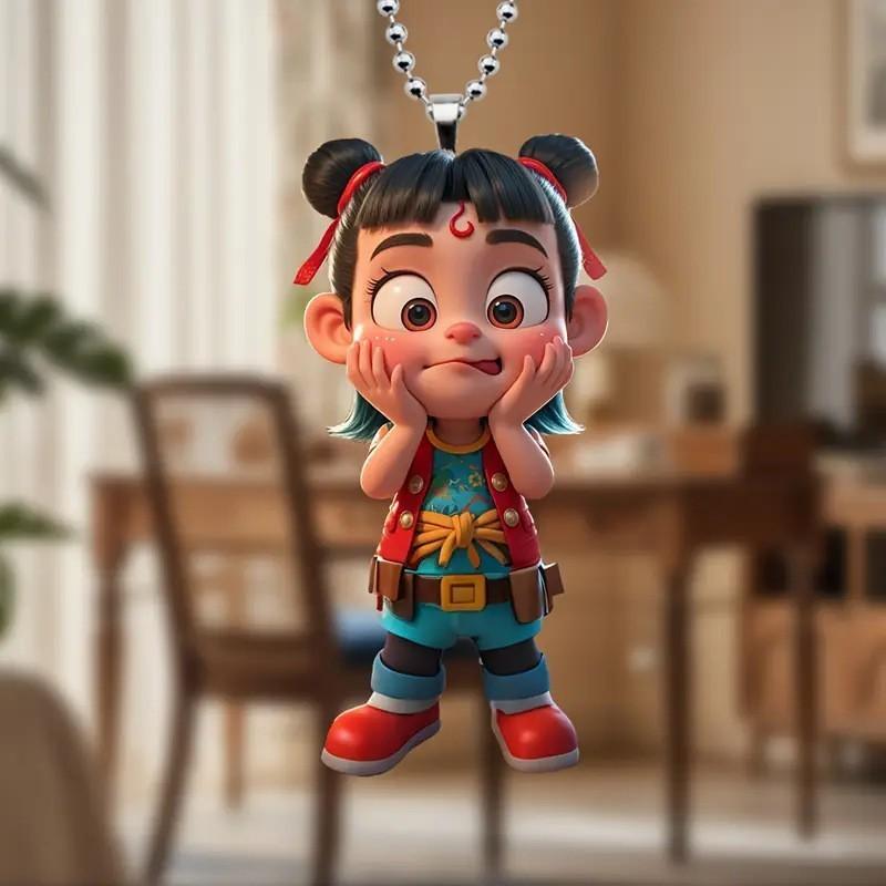 Decoration With Car Cute Nezha Acrylic Flat Surface Pendant For Interior Gift