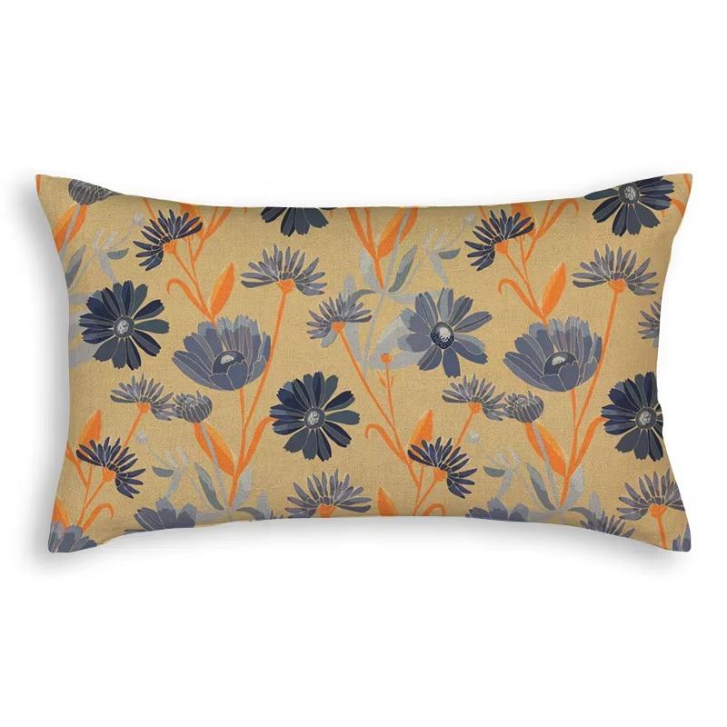 Sunflower Leaves Flowers Pattern Print Decorative Bedroom Living Room Office Cushion Cover Home Decor Rectangular Pillowcase