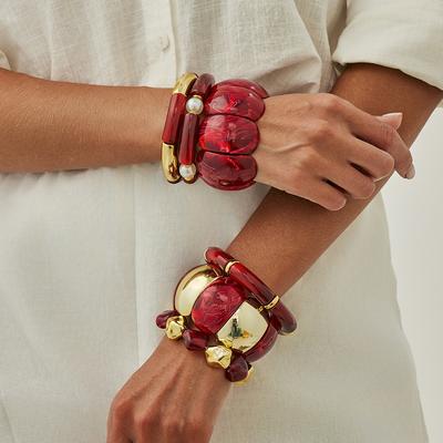 Gradiënt Hars Armbanden voor Vrouwen Geometrisch Punk Stijl Vintage Sieraden Armbanden Mode Rekbaar Pulseras Mujer