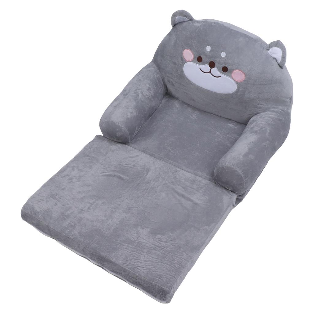Kids Sofa Cartoon Gray Dog Style Foldable Wide Handle Soft Breathable Toddler Chair for Reading Relaxing Sleeping