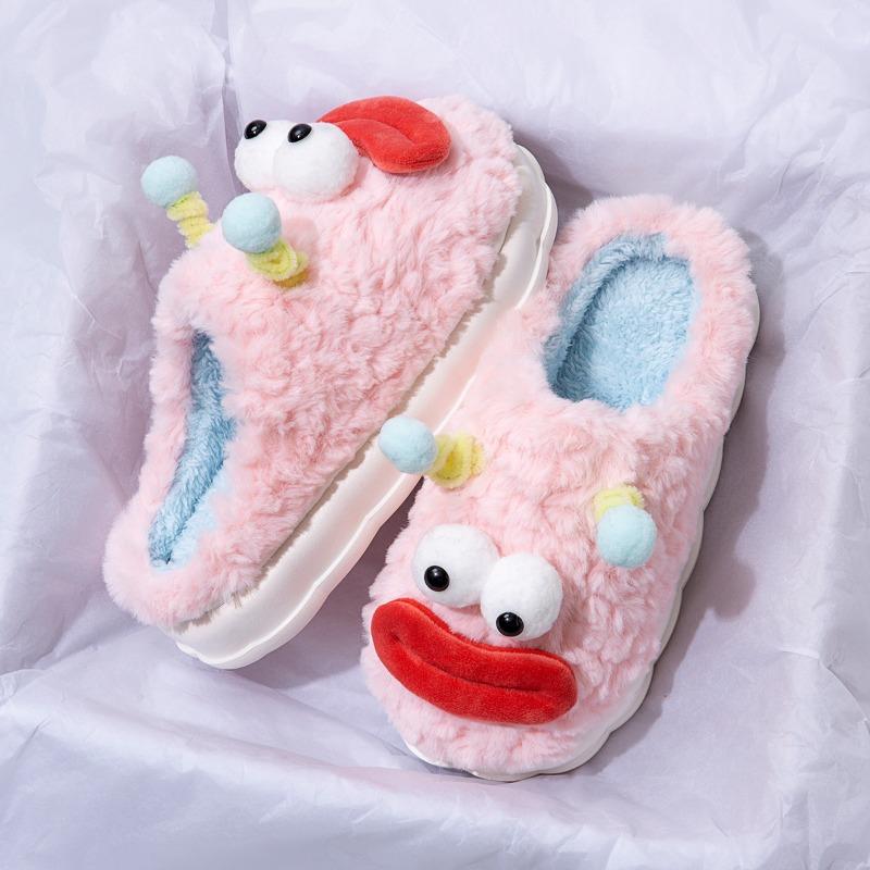 Funny Cotton Slippers Female Student Dormitory Winter Indoor Living Cute Cartoon Outside Wearing Couple Household Cotton Slippers Men