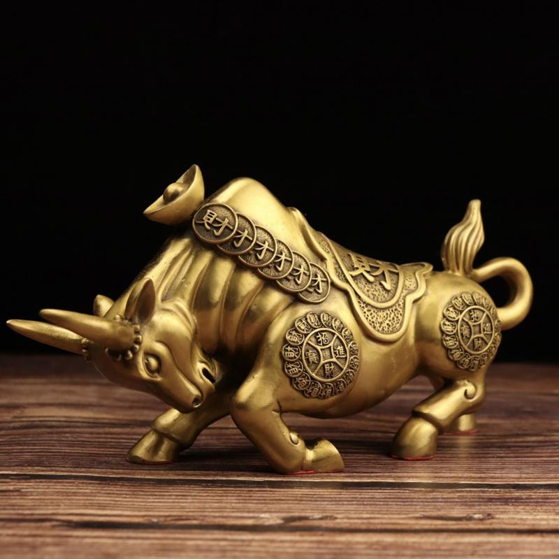

Brass Upright Ornament Large Yellow Lying Money Plowing Ox Water Ox Living Room Office Treasure Basin Prosperous Bull Long27Wide8High13cm1