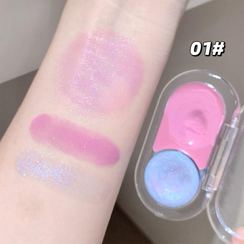 GEGE BEAR Glow-Blush Duo Stick 3.8g Cream-To-Pearl Dewy Flush & Highlighter 2-In-1 Portable Bear Case