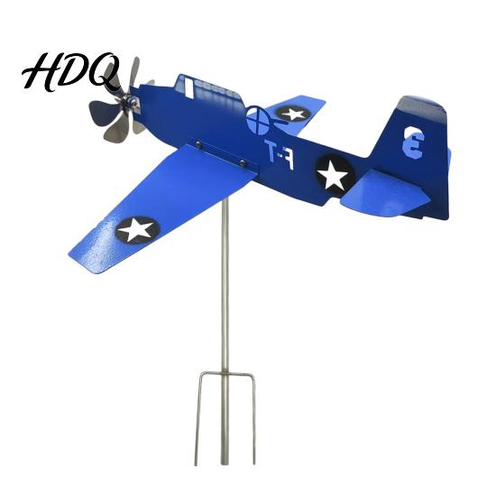 Patio Wind Spinner Metal Airplane Weathervane Outdoor Garden Spinner Rotating Aircraft Yard