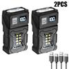 Multi-function Mini LED COB Flashlight Dual Light Source Super Bright Portable Torch Type-C Rechargable Camping Emergency Lamp