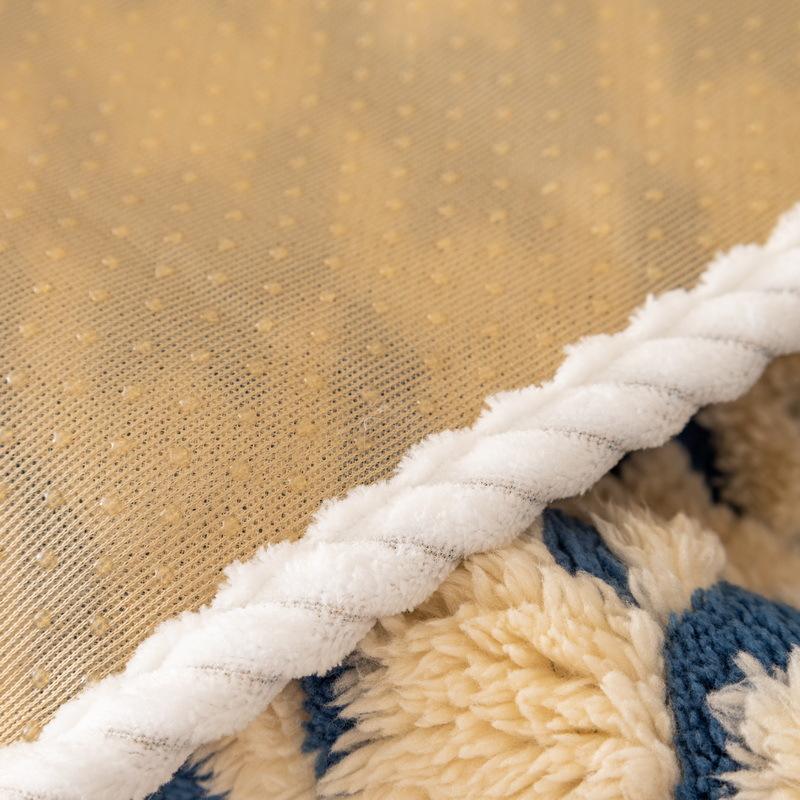Houndstooth Sofa Cushion Winter Warm Fleece Furry Thickened Fleece Cushion Non-Slip Autumn and Winter Cover Towel