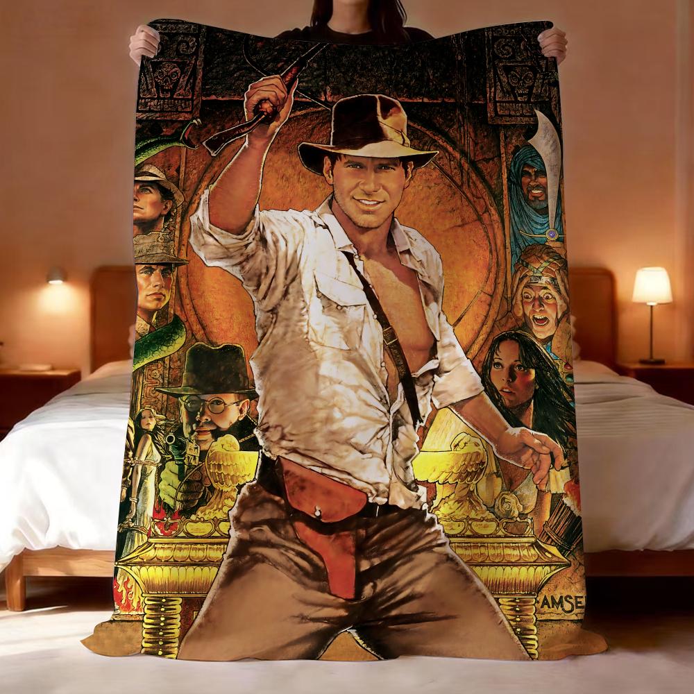 I-Indiana Jones and the Great Circle Throw Lightweight 240g Flannel Blanket Soft Skin-friendly for Summer Cooling