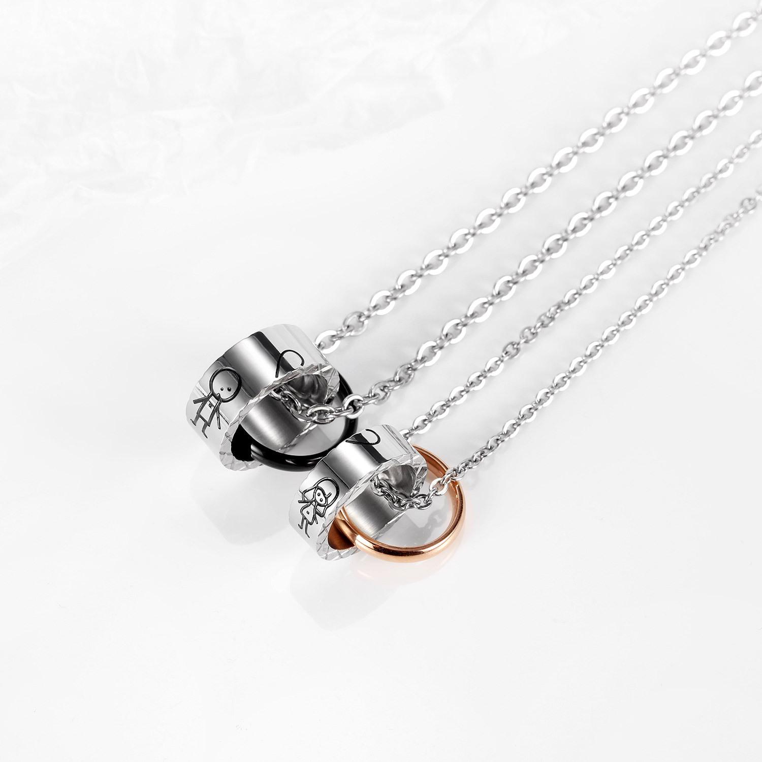 

Versatile Japanese-Korean Style Titanium Steel Pendant Necklace for Couples