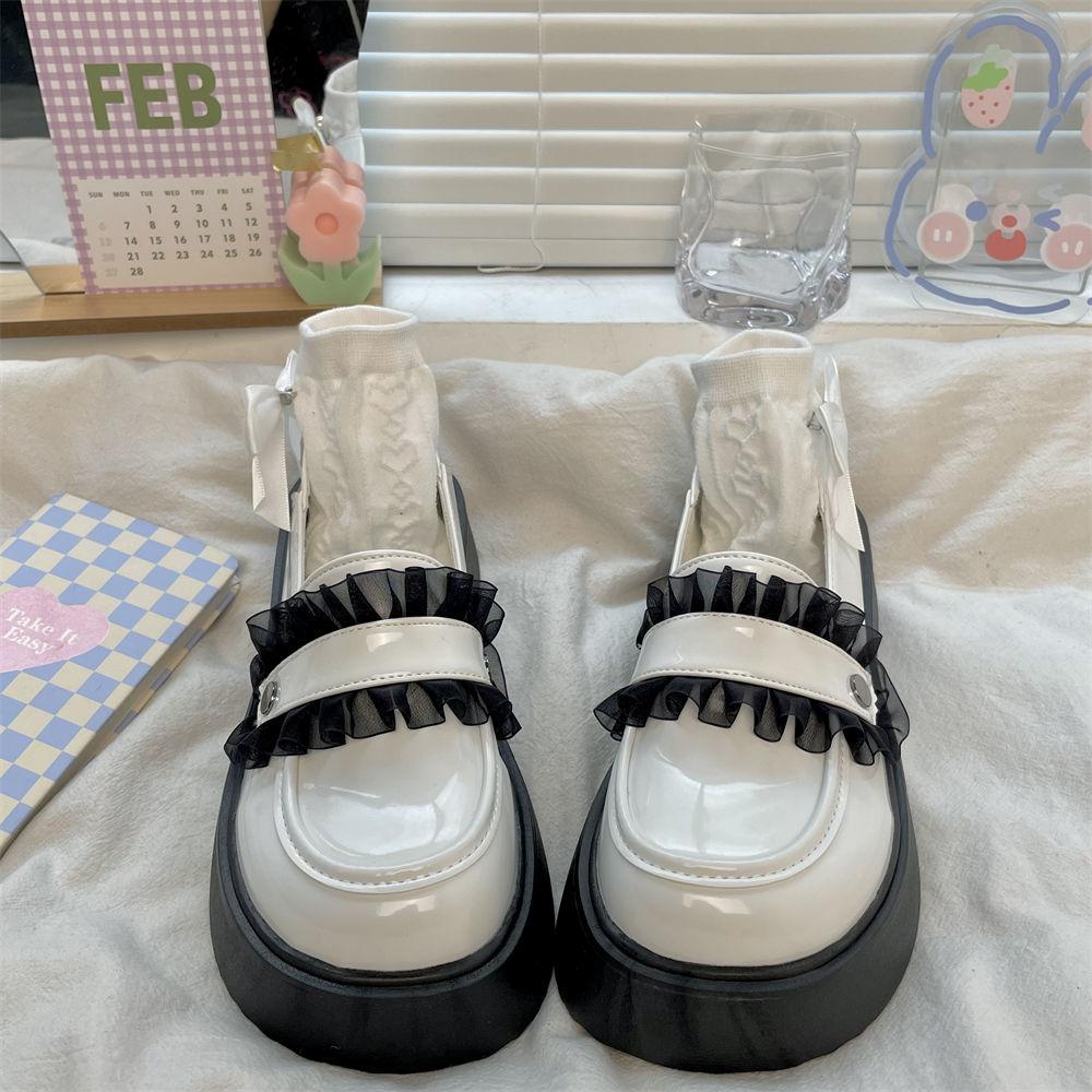 Fashion Mary Jane Shoes for Women Cute Platform Round Toe Black Woman Pumps Non Slip Fashion Korean Style 2025 Trend Chic Point Popular