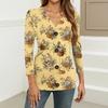 Women's Fashion Casual Print Button-down Shirt 3/4  Sleeve Tops