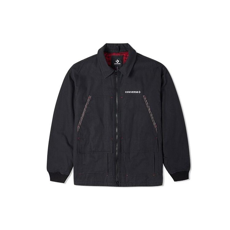 Converse New Year Series Logo Printing Lapel Sports Jacket Dark Black Men s 10024149-A02 XS
