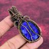 Facettierter blauer Saphir Anhänger Kupferdraht gewickelter Anhänger Echter Edelstein Schmuck