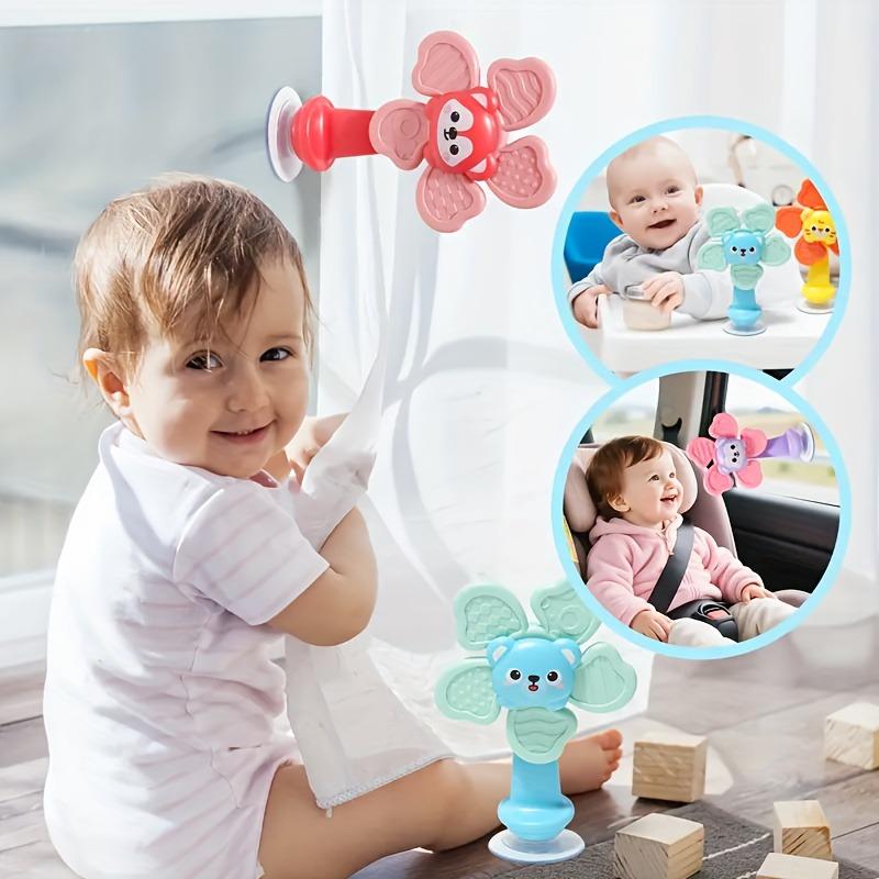 Baby Suction Cup Spinner, ABS sensory toy, portable for travel, helps develop motor and cognitive skills.
