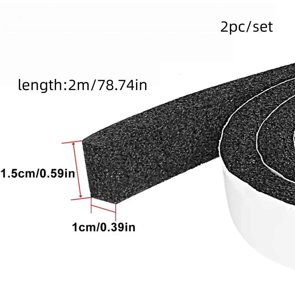 2pc/set 2m/78.74in Foam Door Window Sealing Strip Wearable Sliding Soundproof Sponge Strip Rain-proof Self-adhesive Tape