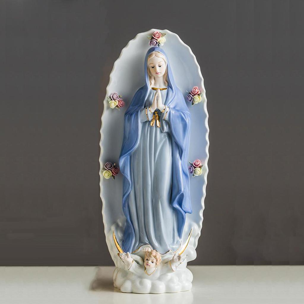 Jesus Christ Statue Sculpture Mary Statuette Figurine Christian Catholic Holy Object Modern Home Ceramic Decoration