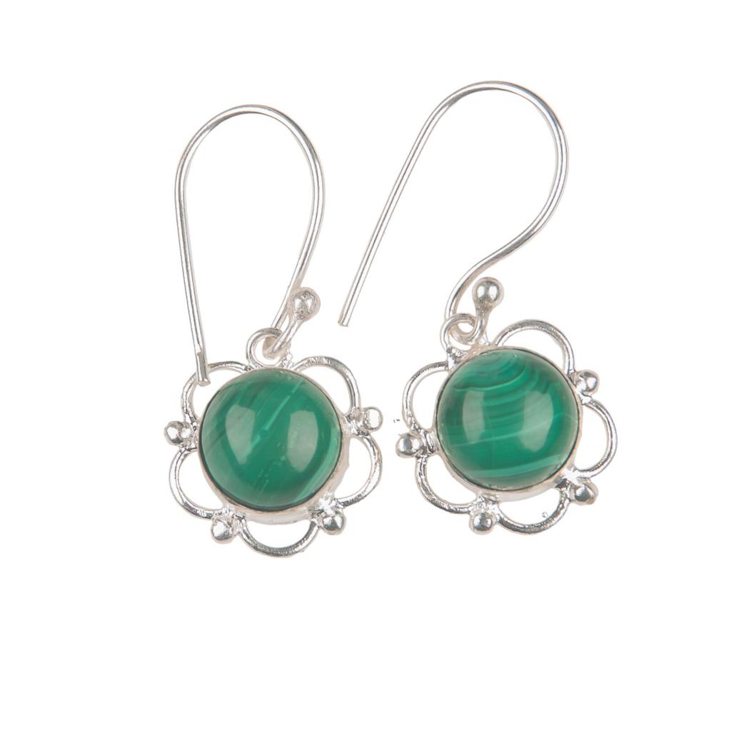 Natural Malachite Gemstone 925 Sterling Silver Jewelry Earrings 1.40" For Gift EE-56-26