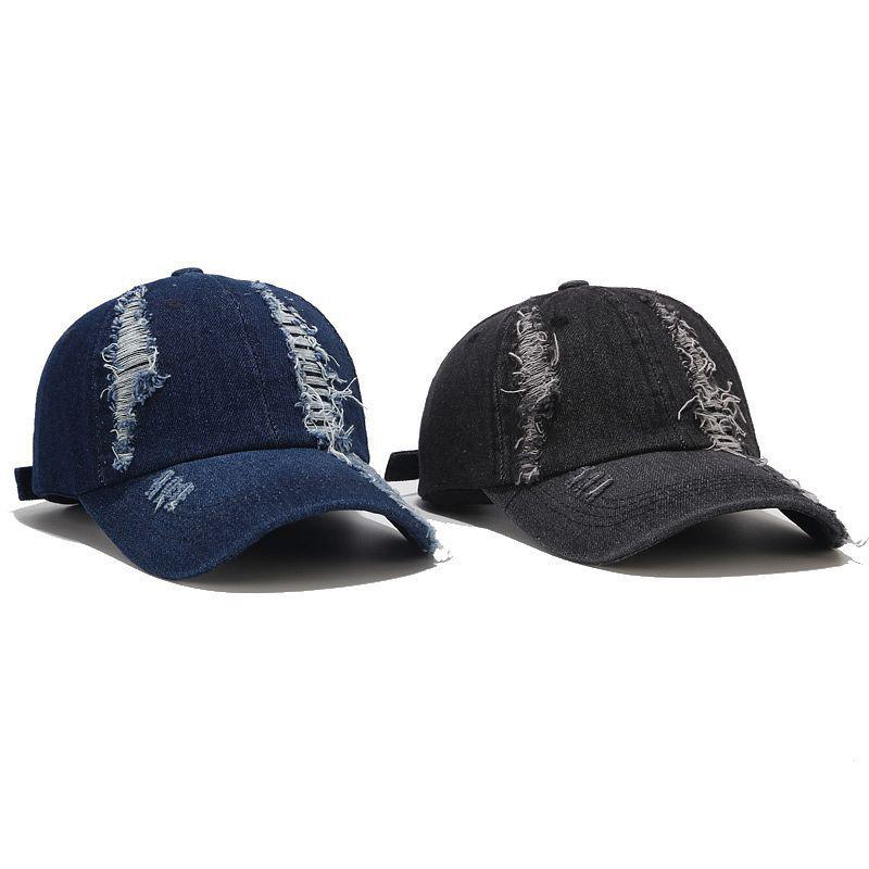 Șepci de baseball cu personalitate perforată pentru bărbați și femei, din denim spălat vintage, șepci sport snapback