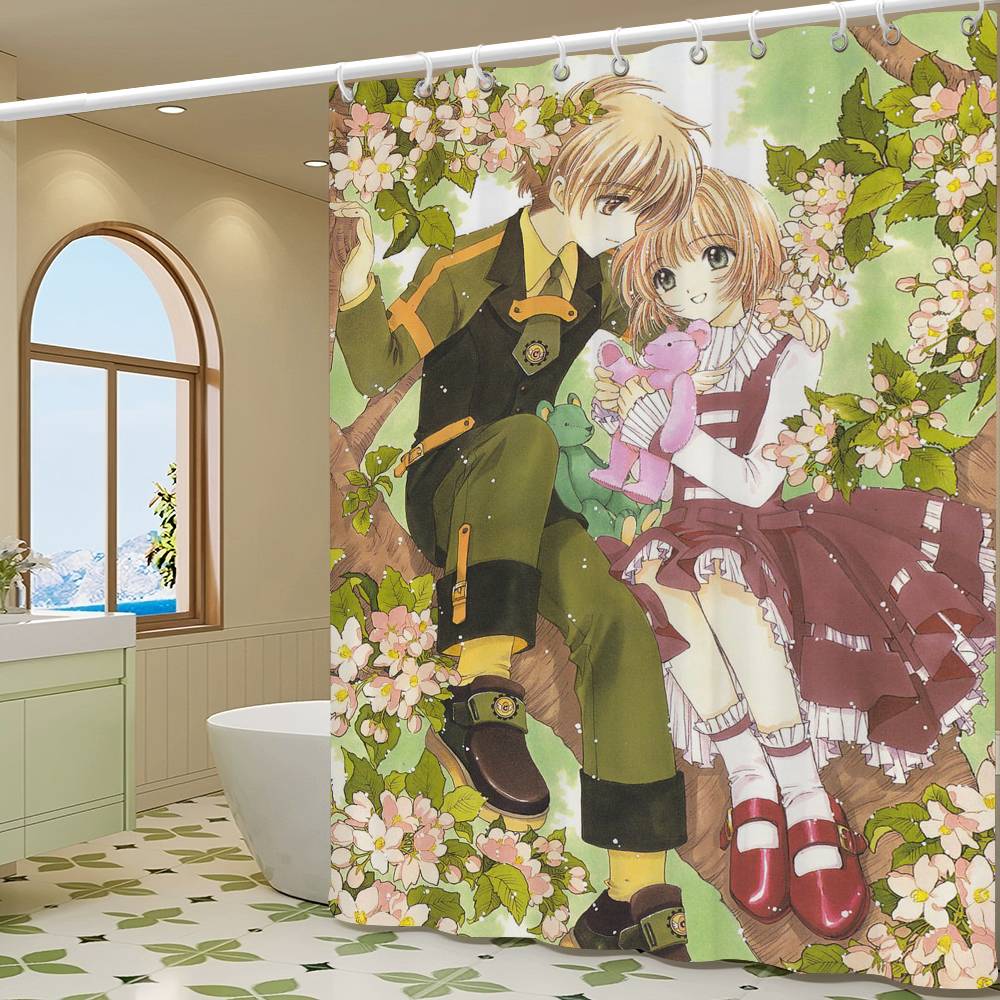 Anime Cardcaptor Sakura Duschdraperi Sommar Strand Badrum Dekorativt Duschdraperi, Vattentätt