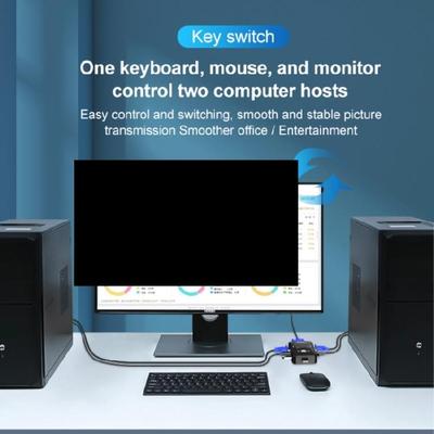 מתג KVM USB 2.0 מפצל VGA 1080P לשליטה קלה במחשב ובציוד היקפי Plug and Play ללא צורך בתוכנה