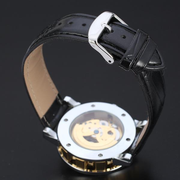 Forsining Three-Pin Automatic Hollow Double Rhinestone Gear Back Through Men'S And Women'S Leisure Mechanical Belt Watch D121