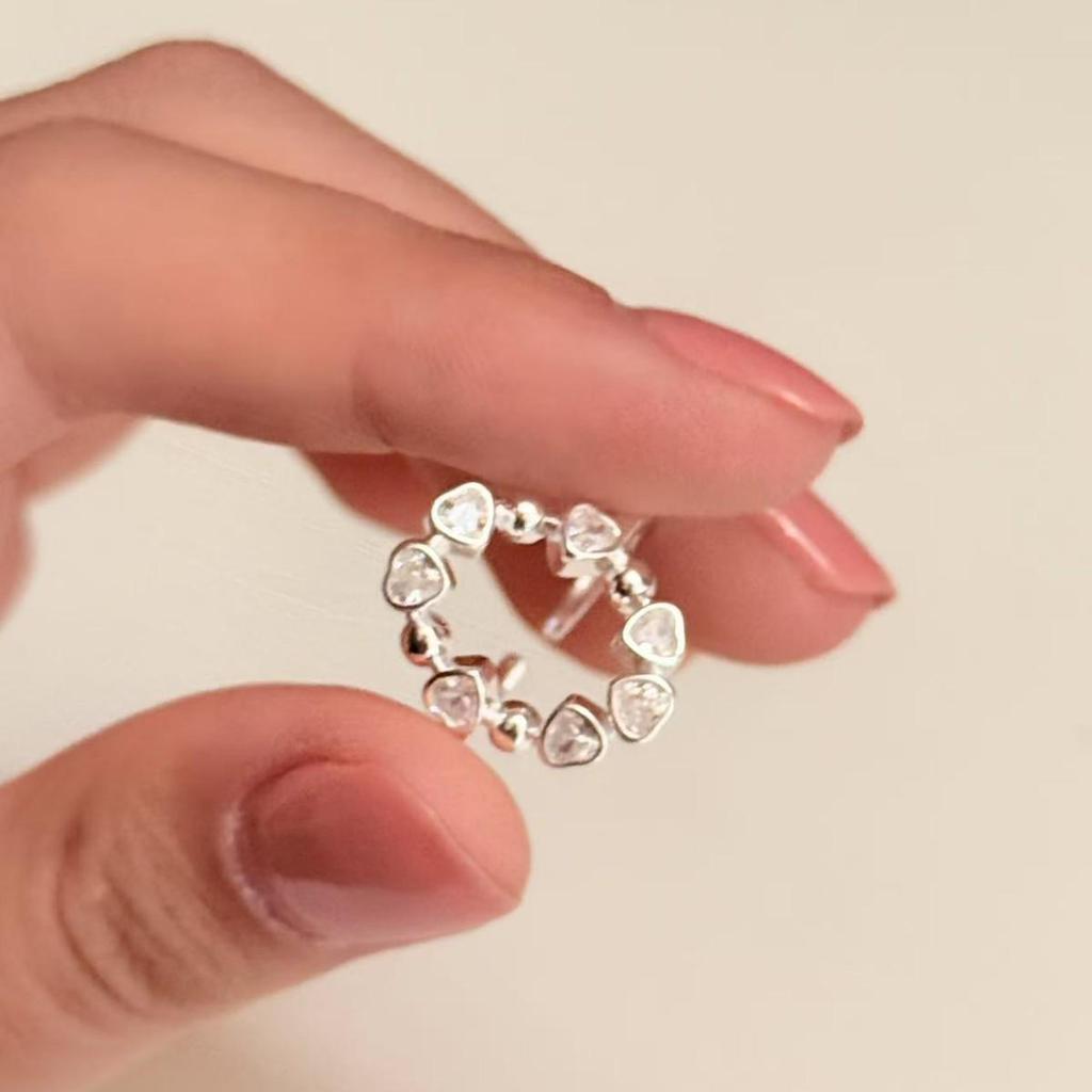 S925 Sterlingsilber Zirkonia Herzring für Damen - 2025 Minimalistisches Offenes Design