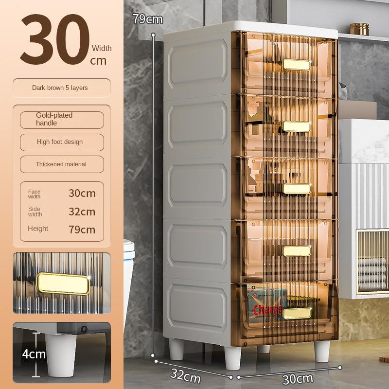 Lumină vizibilă transparentă Dulapuri de baie cusute de lux Mobilier de casă Dulap îngust de baie Dulapuri de depozitare montate pe podea