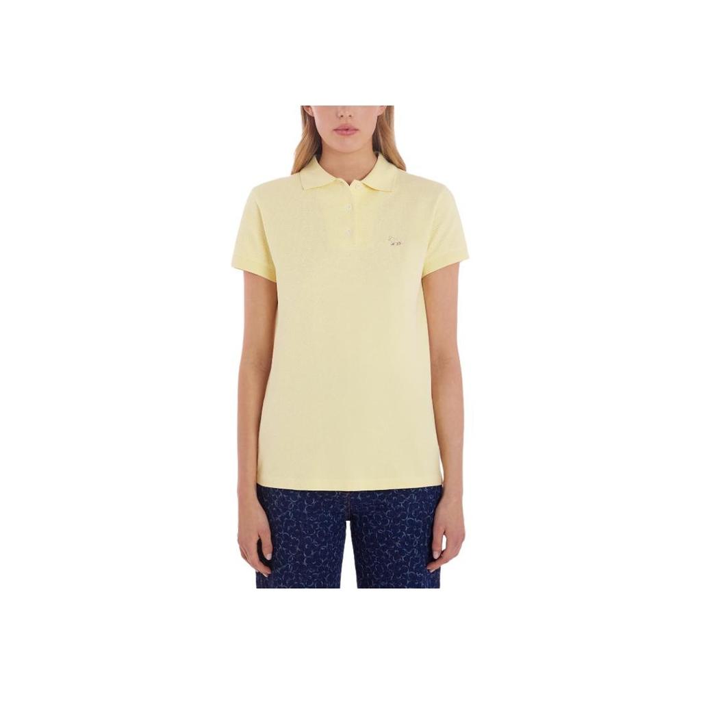 Maison Kitsune Baby Fox PSS24 Solid Color Logo Embroidered Casual Short Sleeve Polo Shirt Women Tops Yellow MW00202KJ7010-P712