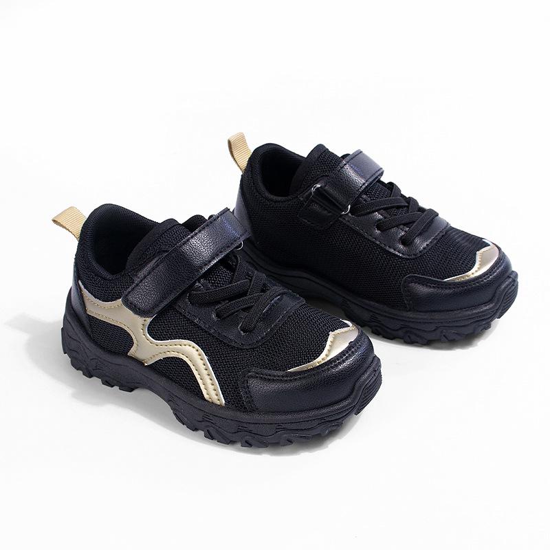 Spring Mesh Boys' Mid-Large Thick Sole Casual Velcro Sports Running Shoes