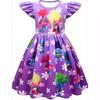 Mädchen Troll Kleid Flatterärmel Kleid Cartoon Animationsfilm Charakter Mode Druck Niedliches Freizeitkleid