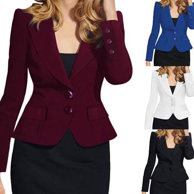 Giacca da donna monopetto con colletto tinta unita slim fit manica lunga