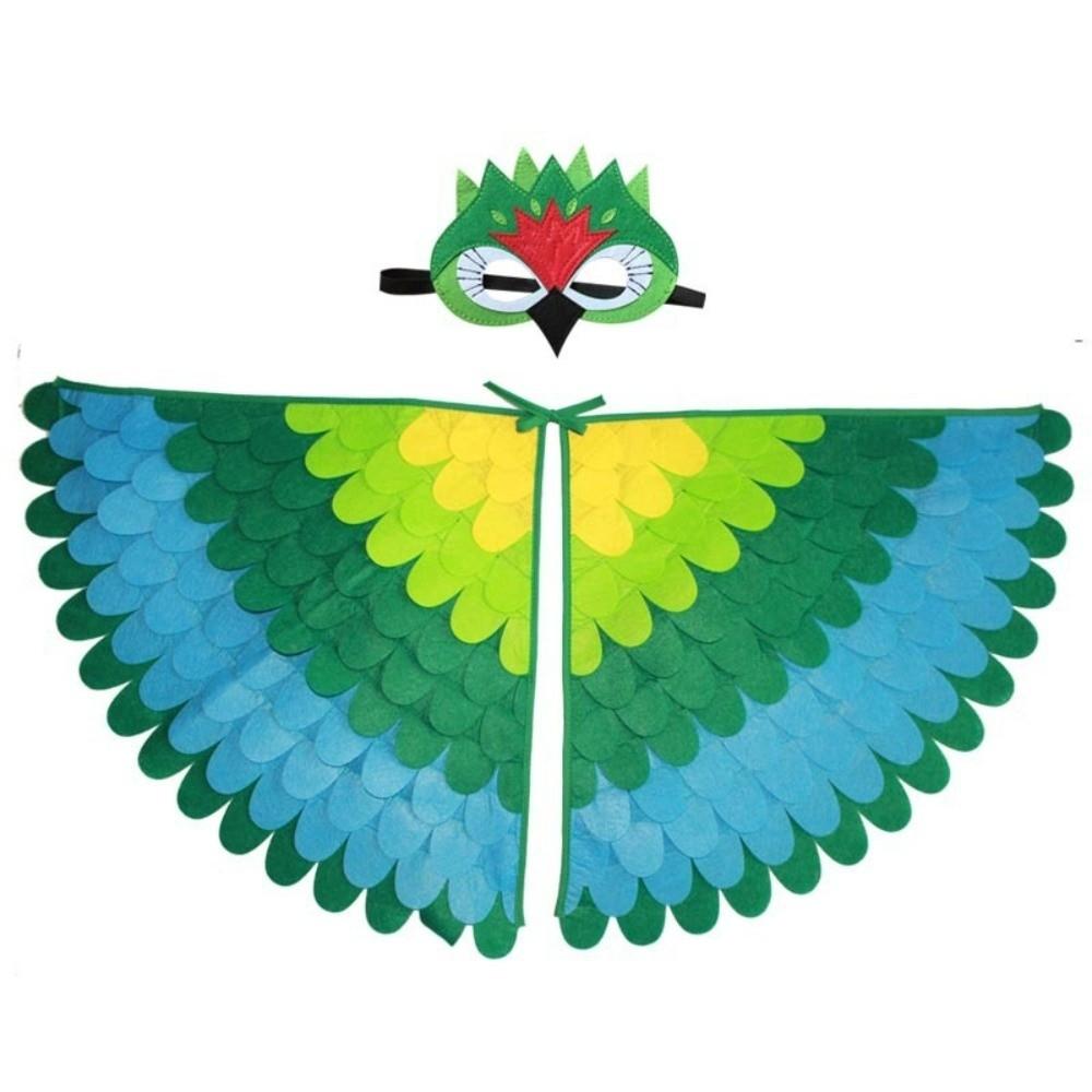 Robe Halloween Cloak with Mask Bird Wings Cape Mask Set Stage Performance